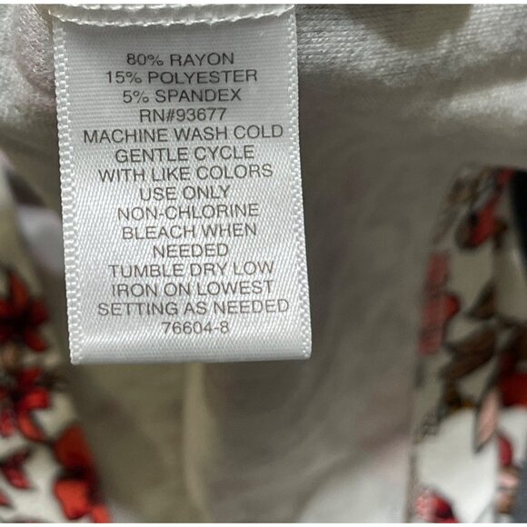 Liz Claiborne Floral T-Shirt Size L Large Coral Brown Short Sleeve - Picture 6 of 6